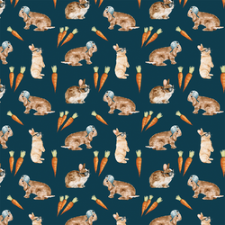 Little Cool Bunnies and Carrots in Navy