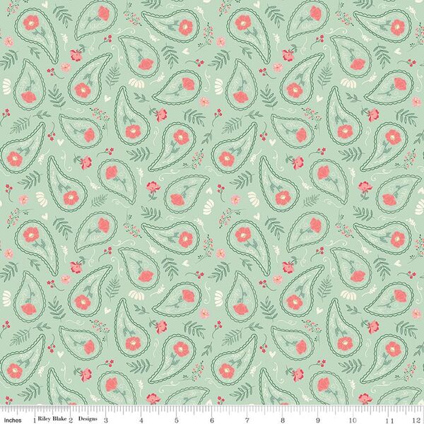 Floral Swirls in Sage