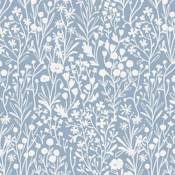 Floral Silhouette in Cornflower Blue