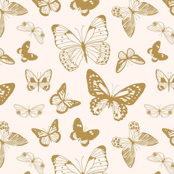Summer Butterflies in Golden Green