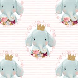 Ballerina Girl on Little Watercolor Stripes in Soft Blush