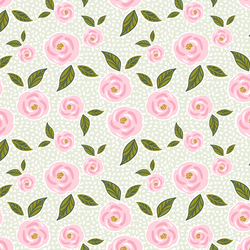 Garden Roses in Pastel Green Mosaic