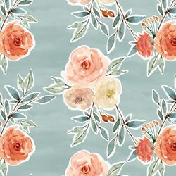 Ardent Floral in Blue Lagoon Wash