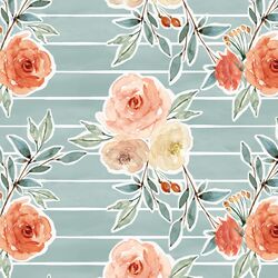 Ardent Floral Stripe in Blue Lagoon Wash