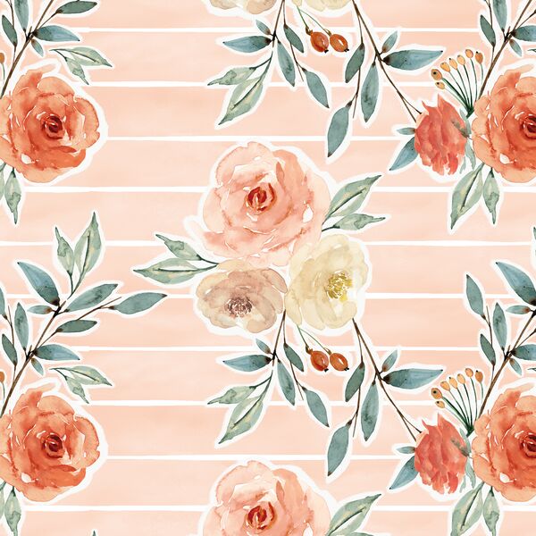 Ardent Floral Stripe in Barely Blush Wash