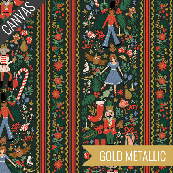Nutcracker March Canvas in Evergreen Metallic