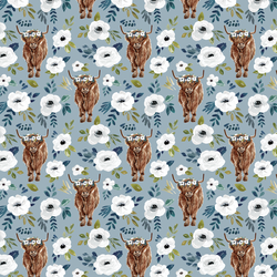 Little Garden Highland Cow in Slate Blue