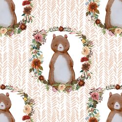 Woodland Bear in Shell Herringbone