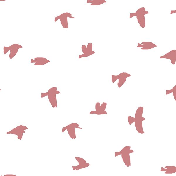 Flock Silhouette in Berry on White