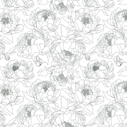 Sketched Garden in Garden Green on White