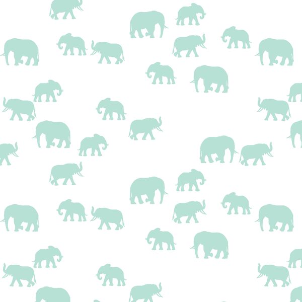 Elephant Silhouette in Aloe on White
