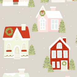 Large Christmas Cottages in Winter Fog