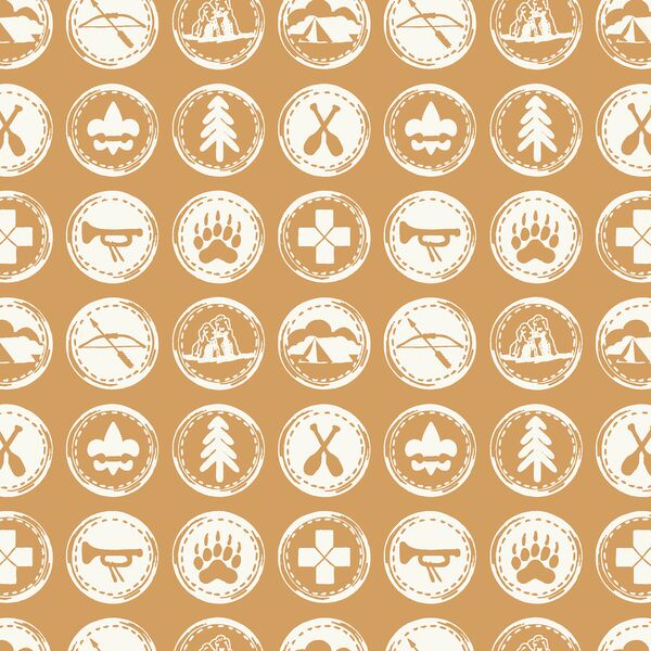 Scout Badges Silhouette in Cream on Ochre