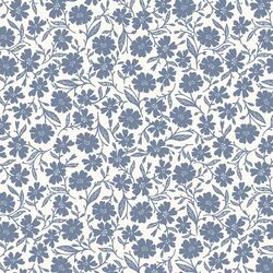Sweet Blooms in Troposphere Blue on Ivory