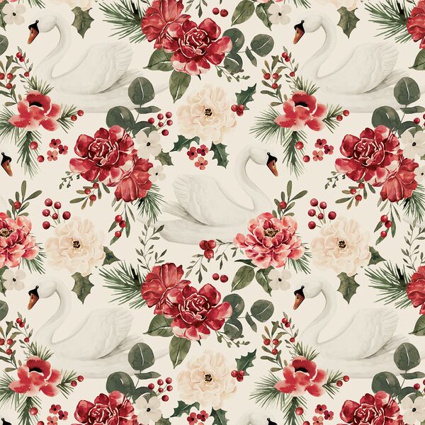 Floral Swan in Cream