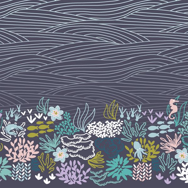 Briny Seas Border in Ink