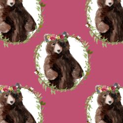 Floral Honey Bear Wreath in Mulberry Bush