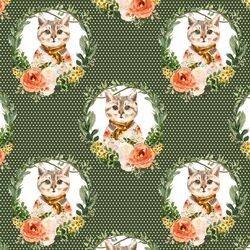 Miss Kitty Wreath in Olive Green Polka Dots