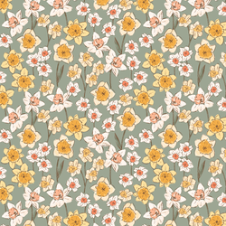 Little Daffodil Fields in Shaded Moss