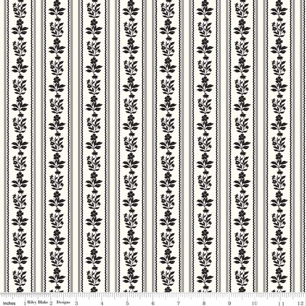 Floral Stripe in Cloud