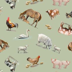 Large Barnyard Animals in Basil Green