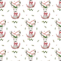 Small Fancy Holiday Deer in White