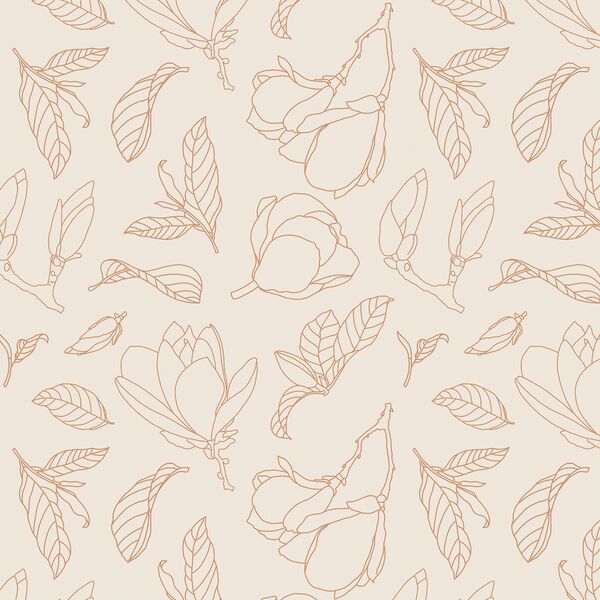 Magnolia Line Art in Tawny on Cream