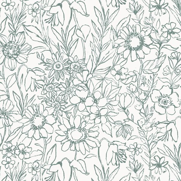 Sketched Garden in Aspen Green