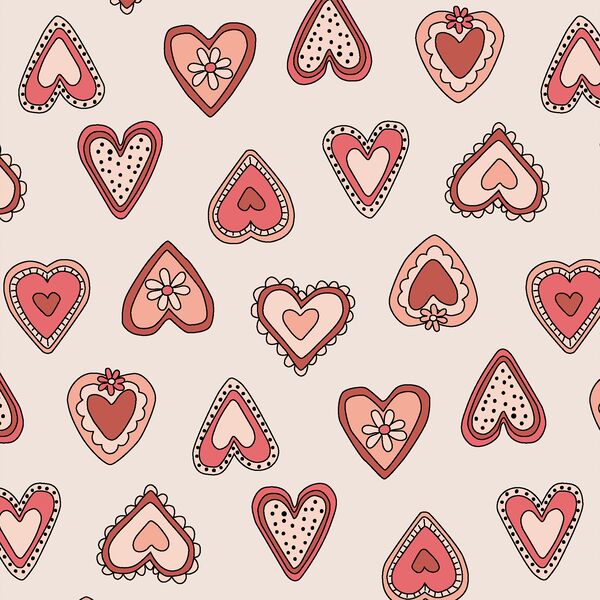 Large Vintage Hearts in Rouge