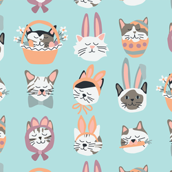 Large Easter Cats in Aqua