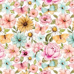 Butterfly Floral in White