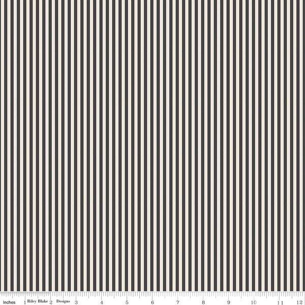 1/8" Stripe in Charcoal on Ivory