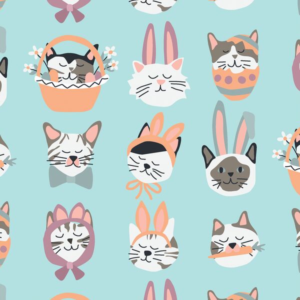 Large Easter Cats in Aqua