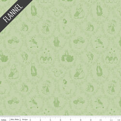 Peter Rabbit and Friends Toile Flannel in Fern