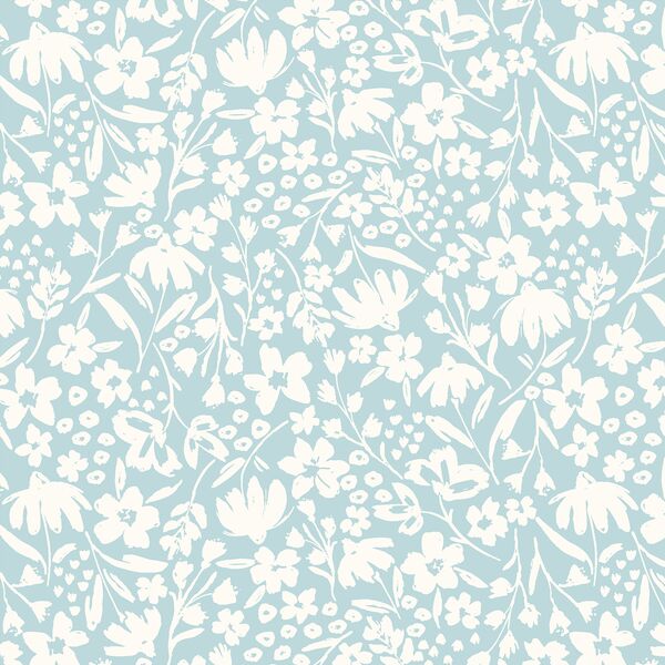 Spring Silhouette in Ivory on Airy Blue