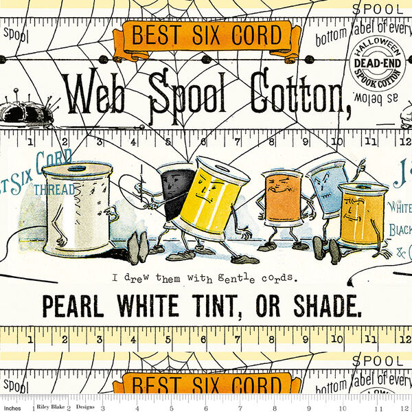 Scary Spools Border Stripe in White