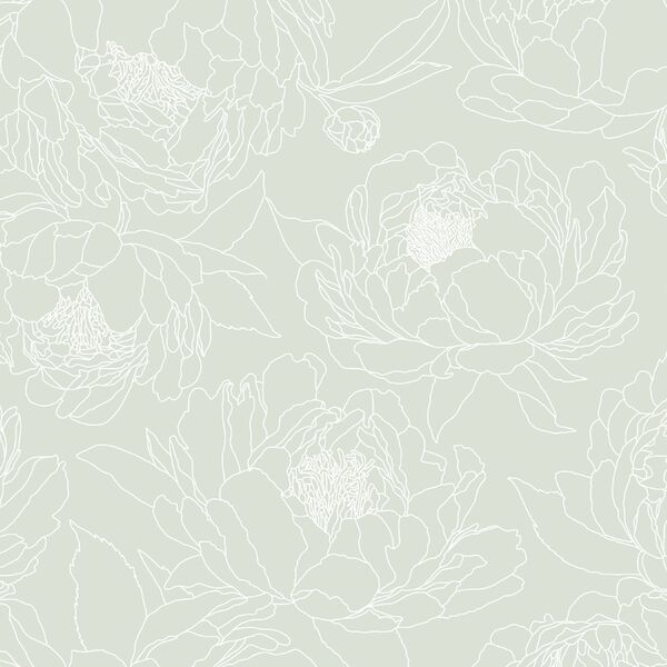 Large Sketched Garden in Fresh Mint
