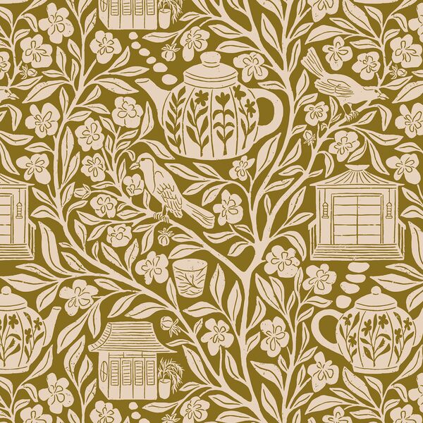 Teahouse Toile in Golden Chai