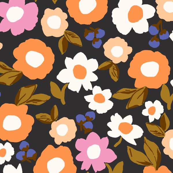 Large Groovy Floral in Charcoal