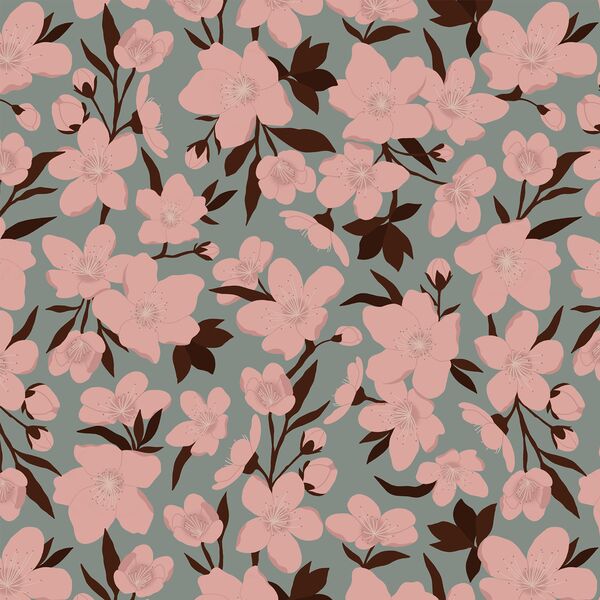 Cherry Blossom in Misty Aqua