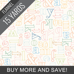 Alphabet Party Snug Flannel in White Linen - 15 Yard Bolt