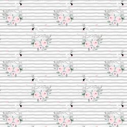 Small Blush Swans in Silver Stripes