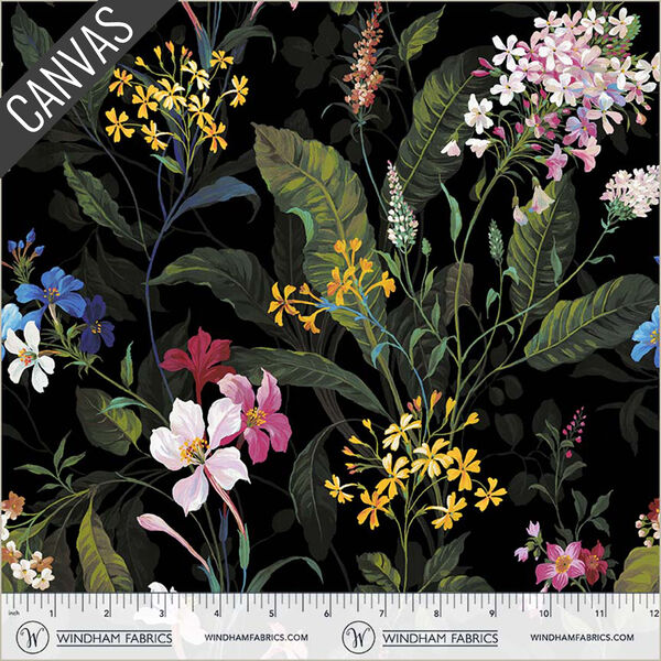 Moody Blooms Canvas in Black