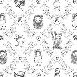 Bunny and Friends in Onyx on White