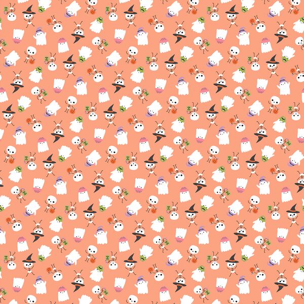 Small Ghosts and Ghouls in Orange Glow