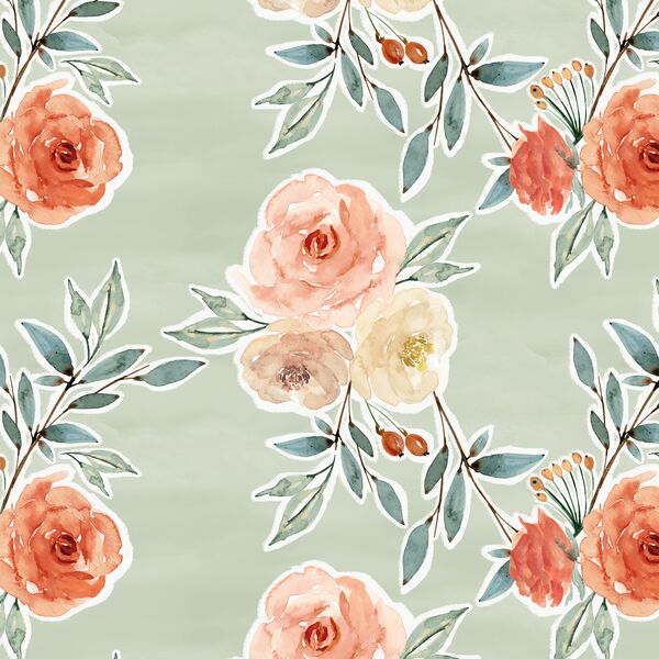 Ardent Floral in Light Sage Wash