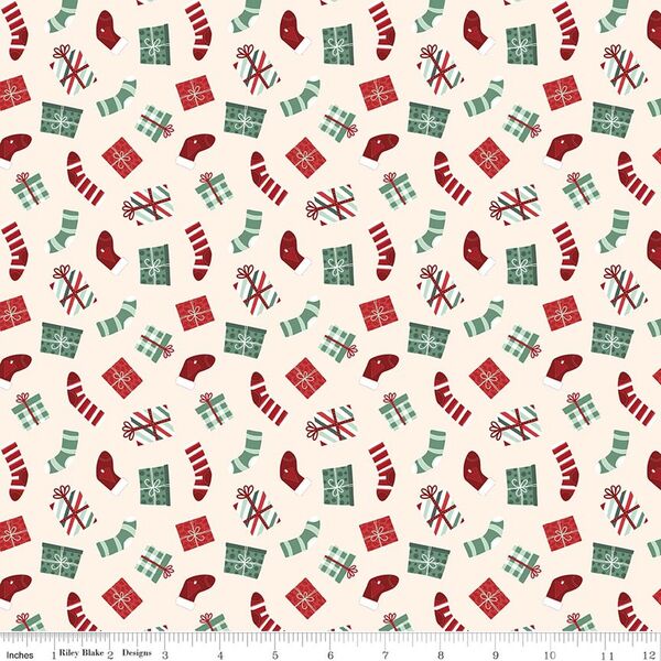 Stockings and Gifts in Cream