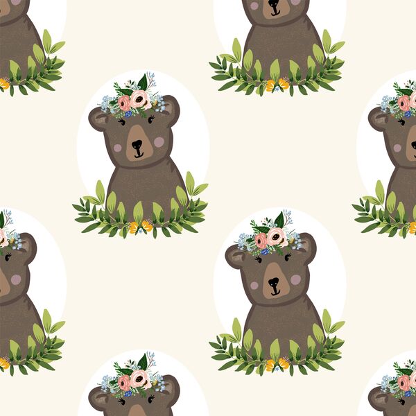 Large Floral Bear in Ivory