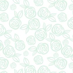 Tea Roses in Mist Green on White