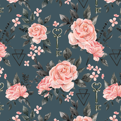 October Roses in Midnight Blue